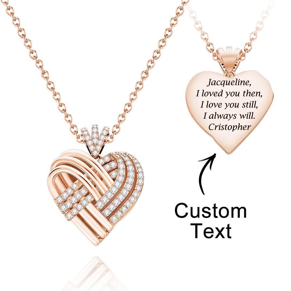 Collar De Corazón Personalizado Tejido Juntos, Colgante Grabado Personalizado, Regalos Para Ella - soufeeles