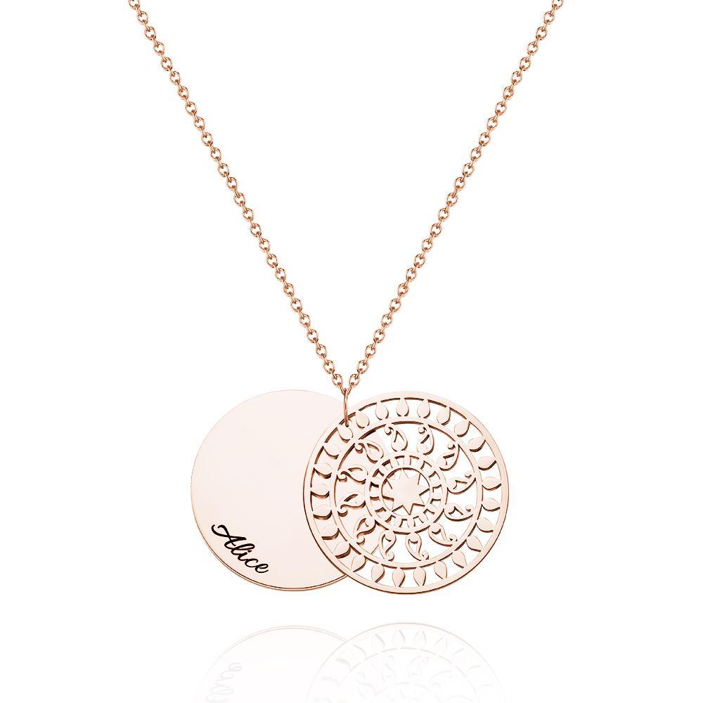 Colgante Superpuesto De Collar De Mandala Grabado Personalizado