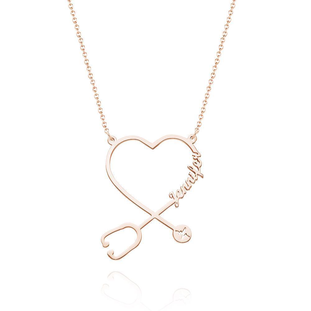 Collar Con Estetoscopio Y Nombre Personalizado Collar De Enfermera Collar Con Nombre En Forma De Corazón Regalos Para Enfermeras Regalos Médicos