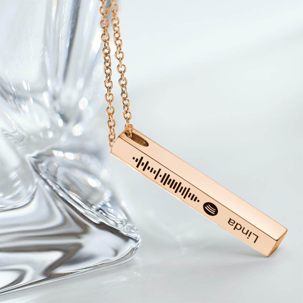 Collar De Código De Spotify De Canción De Escaneo De Música Personalizado, Collar De Barra De Forma Cuadrada Flexible, Colgante De Nombre Grabado, Regalo De Joyería - soufeeles