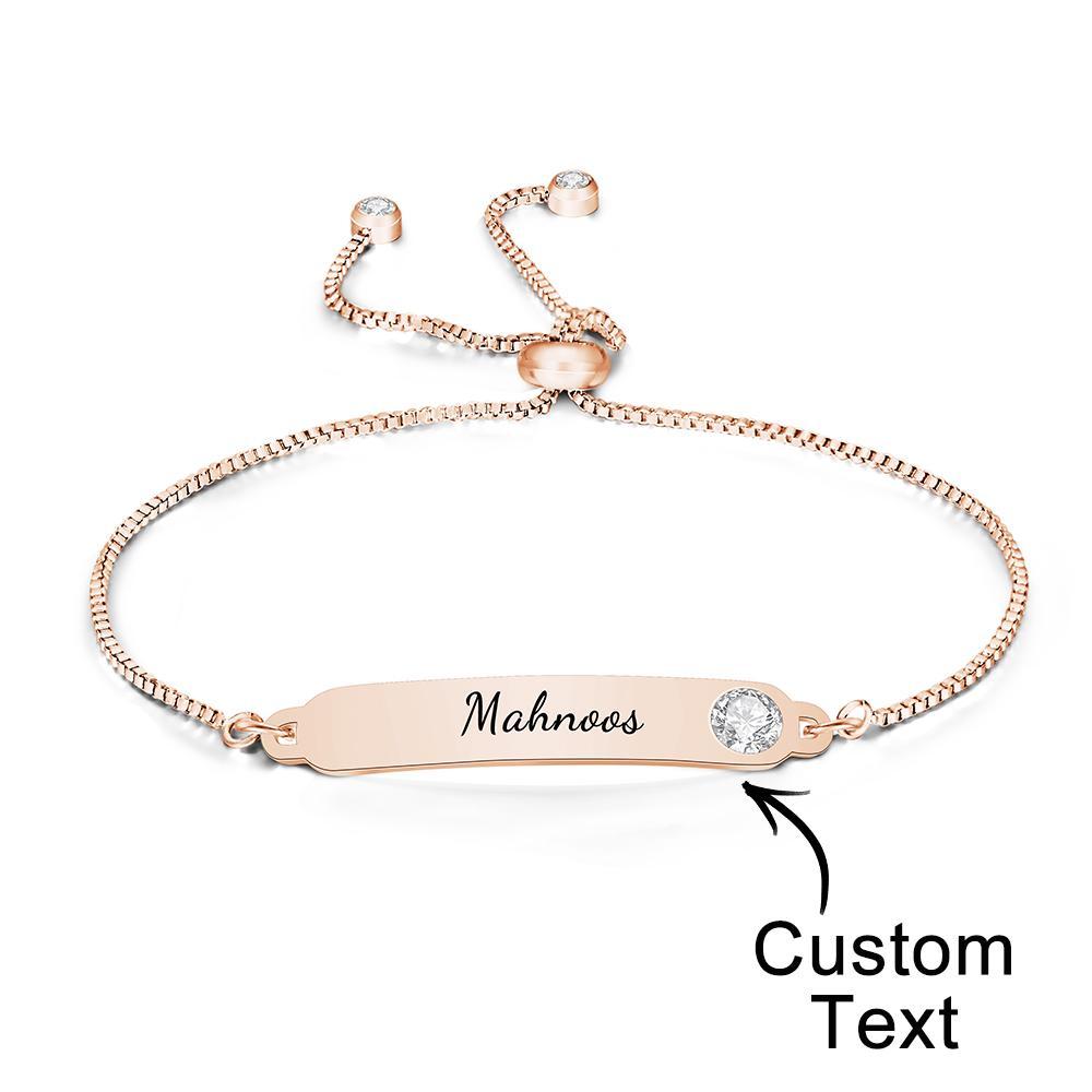 Pulsera Grabada Personalizada Pulsera Con Nombre Regalos De Diamantes De Imitación Simples - soufeeles