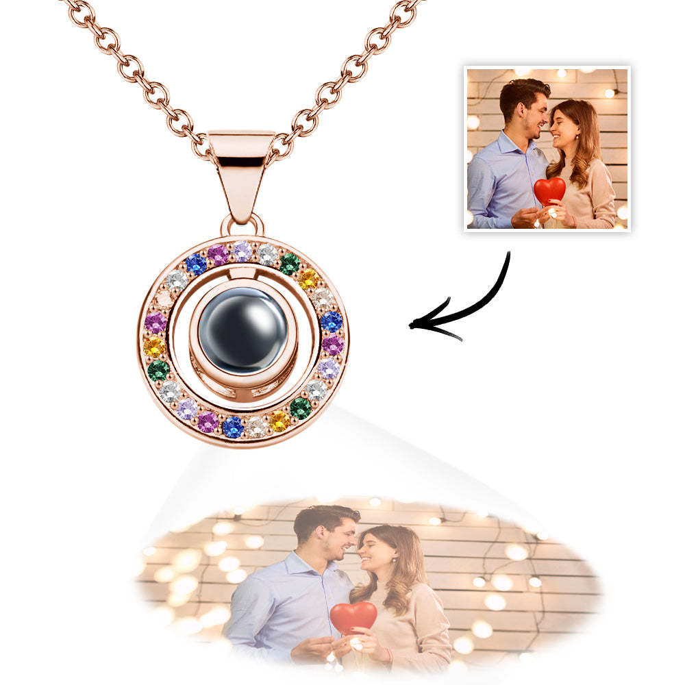 Proyección De Fotos Personalizadas Collar De Diamantes De Imitación Coloridos Regalos De Joyería Colgante Elegante Personalizado Para Ella - soufeeles