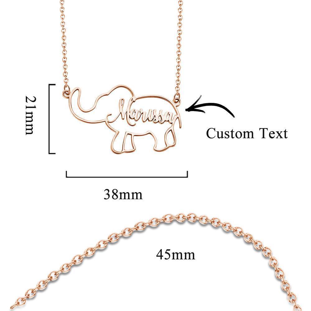 Collar Grabado Personalizado Nombre Elefante Hueco Diseño Único Regalo De Confesión
