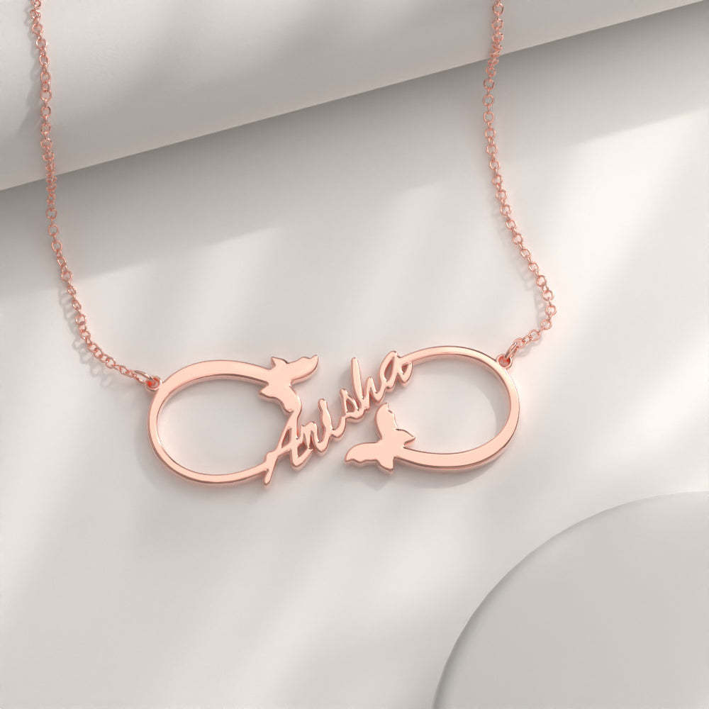 Collar Con Nombre Infinito, Regalo De Collar Con Nombre De Mariposa Personalizado - soufeeles