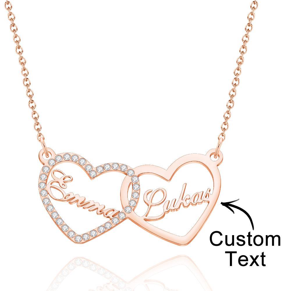 Collar Grabado Personalizado Nombre Personalizado Regalos De Diamantes De Imitación De Amor - soufeeles