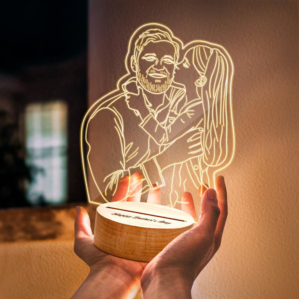 Lámpara De Foto 3D Personalizada Led Para Dormitorio, Luz De Noche Personalizada Regalo Del Día Del Padre