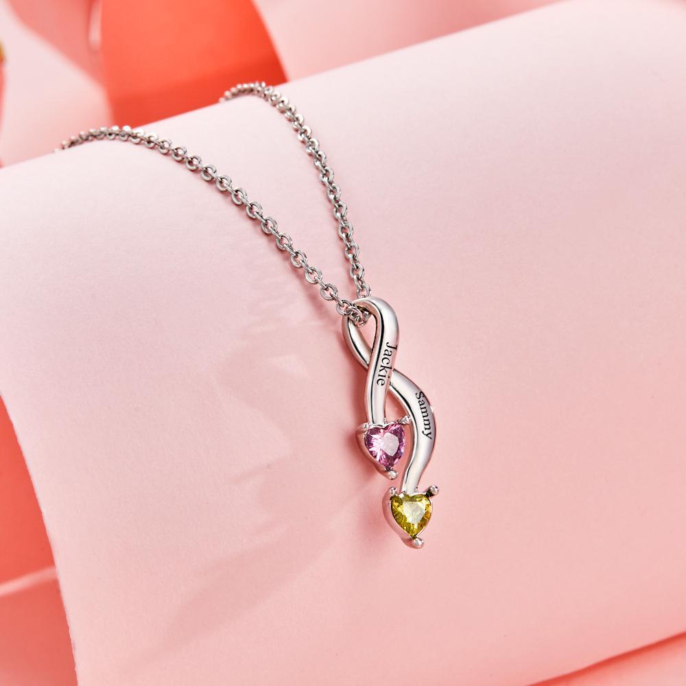 Collar Personalizado Con Piedra De Nacimiento Para Mujer, Regalos Conmemorativos Grabados Con Nombre - soufeeles