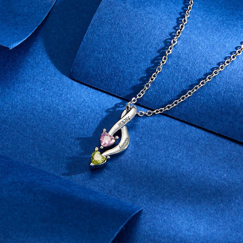 Collar Personalizado Con Piedra De Nacimiento Para Mujer, Regalos Conmemorativos Grabados Con Nombre - soufeeles