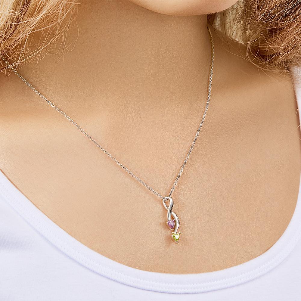 Collar Personalizado Con Piedra De Nacimiento Para Mujer, Regalos Conmemorativos Grabados Con Nombre - soufeeles