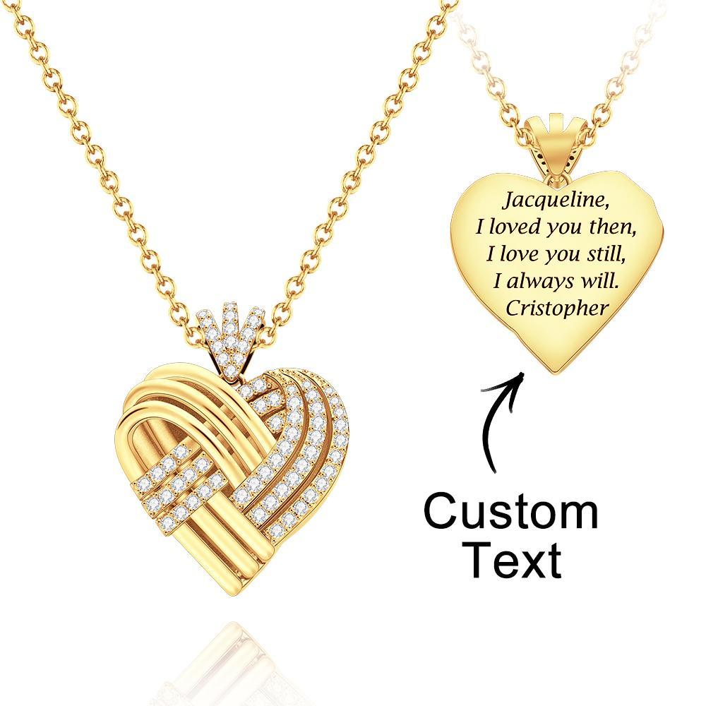 Collar De Corazón Personalizado Tejido Juntos, Colgante Grabado Personalizado, Regalos Para Ella - soufeeles