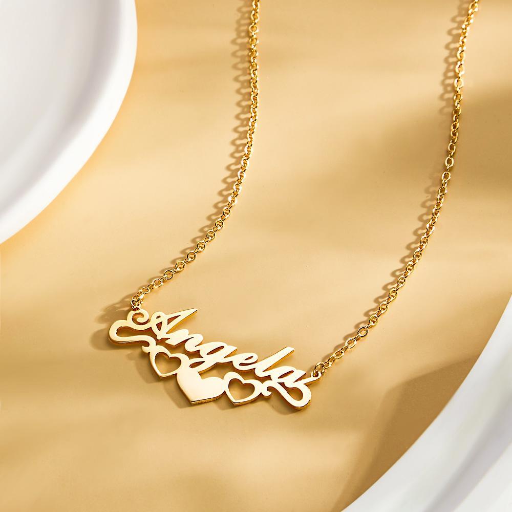 Collar Con Nombre Personalizado Corazón Regalos Conmemorativos Únicos - soufeeles