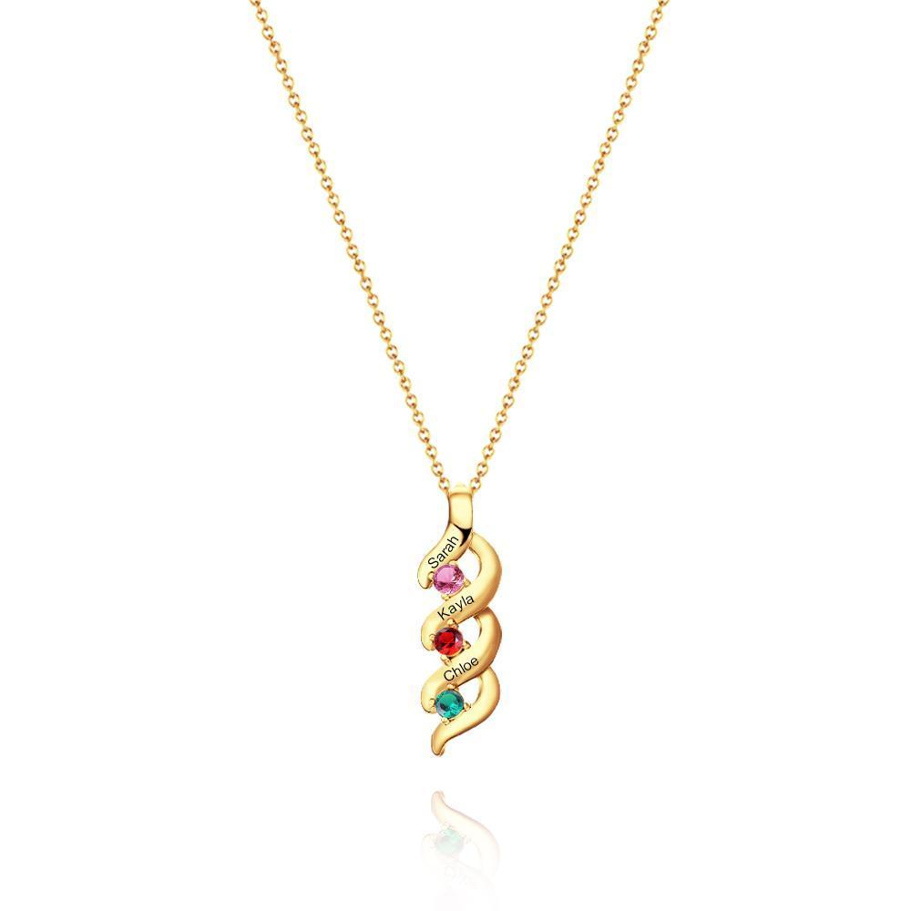 Grabado personalizado para collares de piedras natales múltiples en forma de corazón de diamante Un regalo para ella
