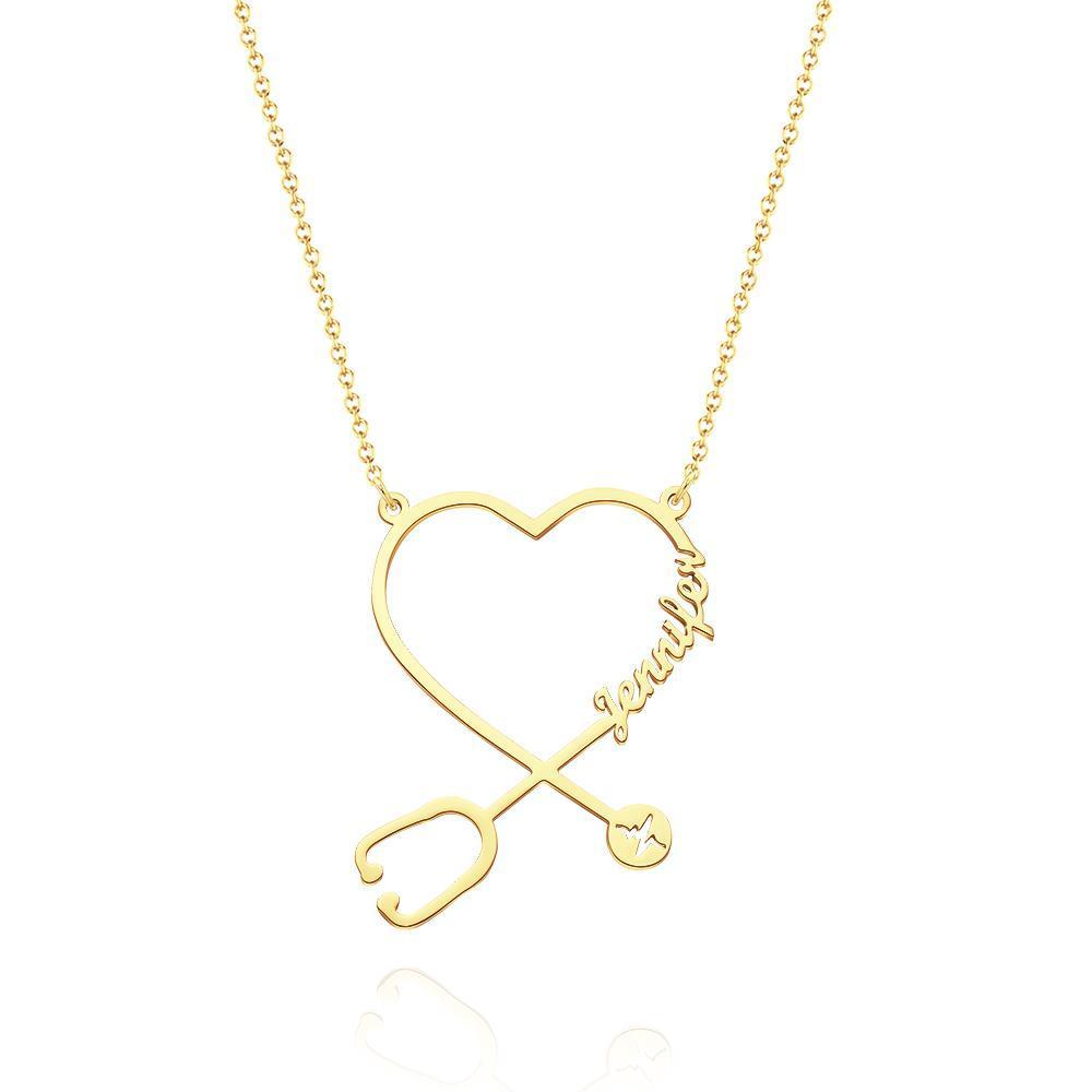Collar Con Estetoscopio Y Nombre Personalizado Collar De Enfermera Collar Con Nombre En Forma De Corazón Regalos Para Enfermeras Regalos Médicos