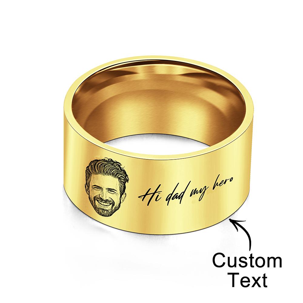 Anillo De Hombre Personalizado Anillo De Foto Personalizado Con Palabras Grabadas Regalo Perfecto Para Papá En El Día Del Padre - soufeeles