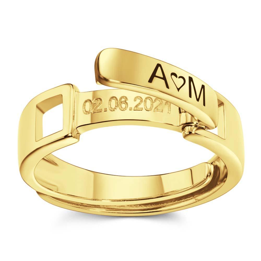 Anillo De Nombre Apilable Personalizado Nombre Personalizado Y Anillo De Fecha Aniversario Regalo De Boda Para Ella - soufeeles