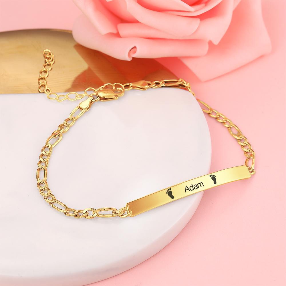 Pulsera De Barra De Cadena De Empalme De Pulsera Grabada Personalizada