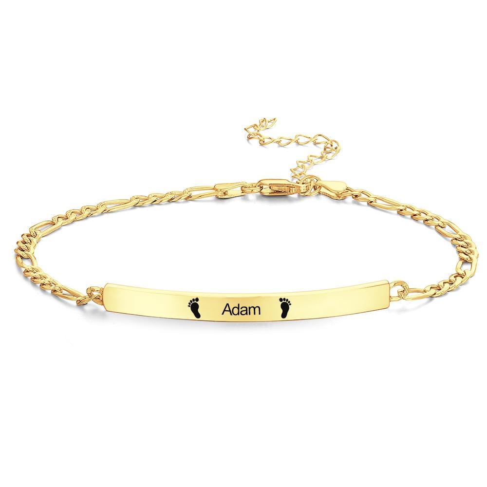 Pulsera De Barra De Cadena De Empalme De Pulsera Grabada Personalizada