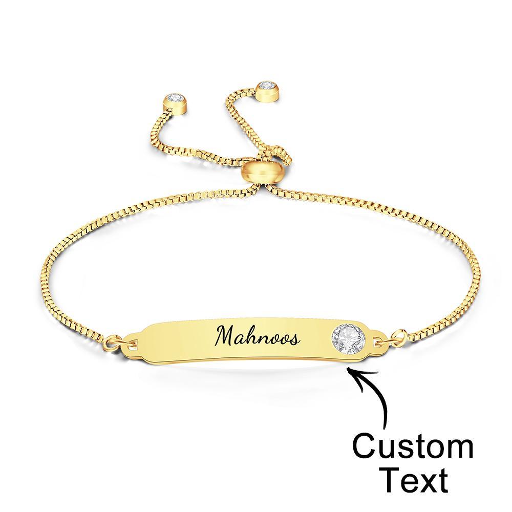 Pulsera Grabada Personalizada Pulsera Con Nombre Regalos De Diamantes De Imitación Simples - soufeeles