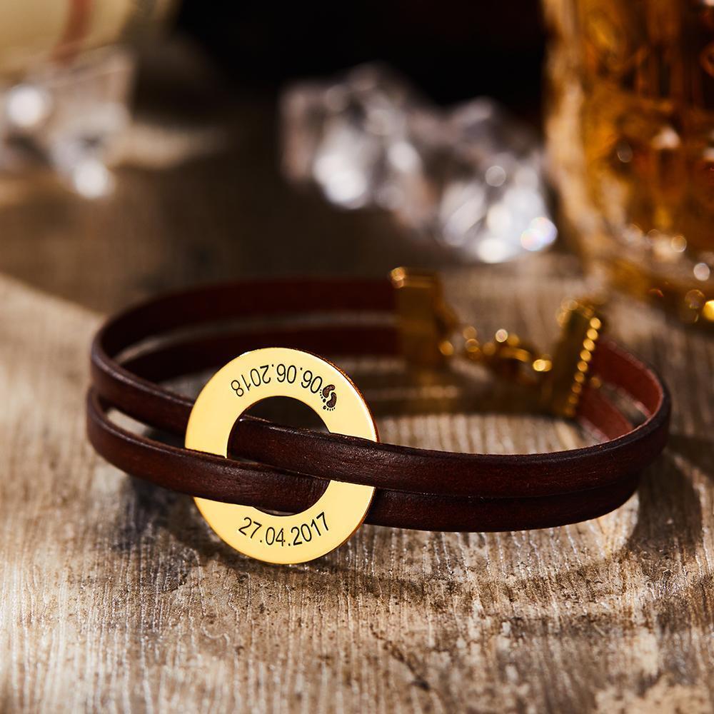 Pulsera Grabada Personalizada Pulsera De Hombre Pulsera Con Nombre Regalos Para él Chapado En Oro De 14k