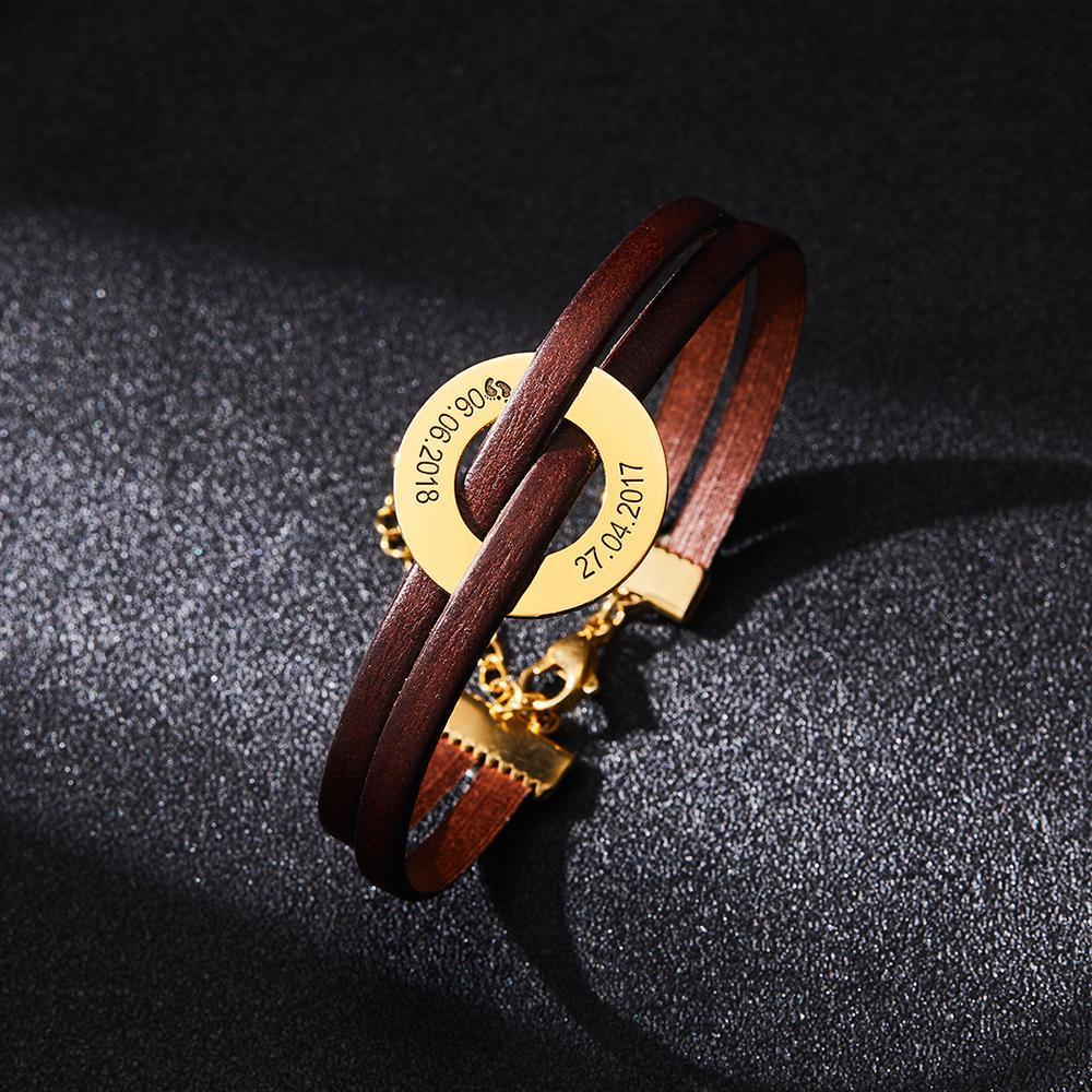 Pulsera Grabada Personalizada Pulsera De Hombre Pulsera Con Nombre Regalos Para él Chapado En Oro De 14k