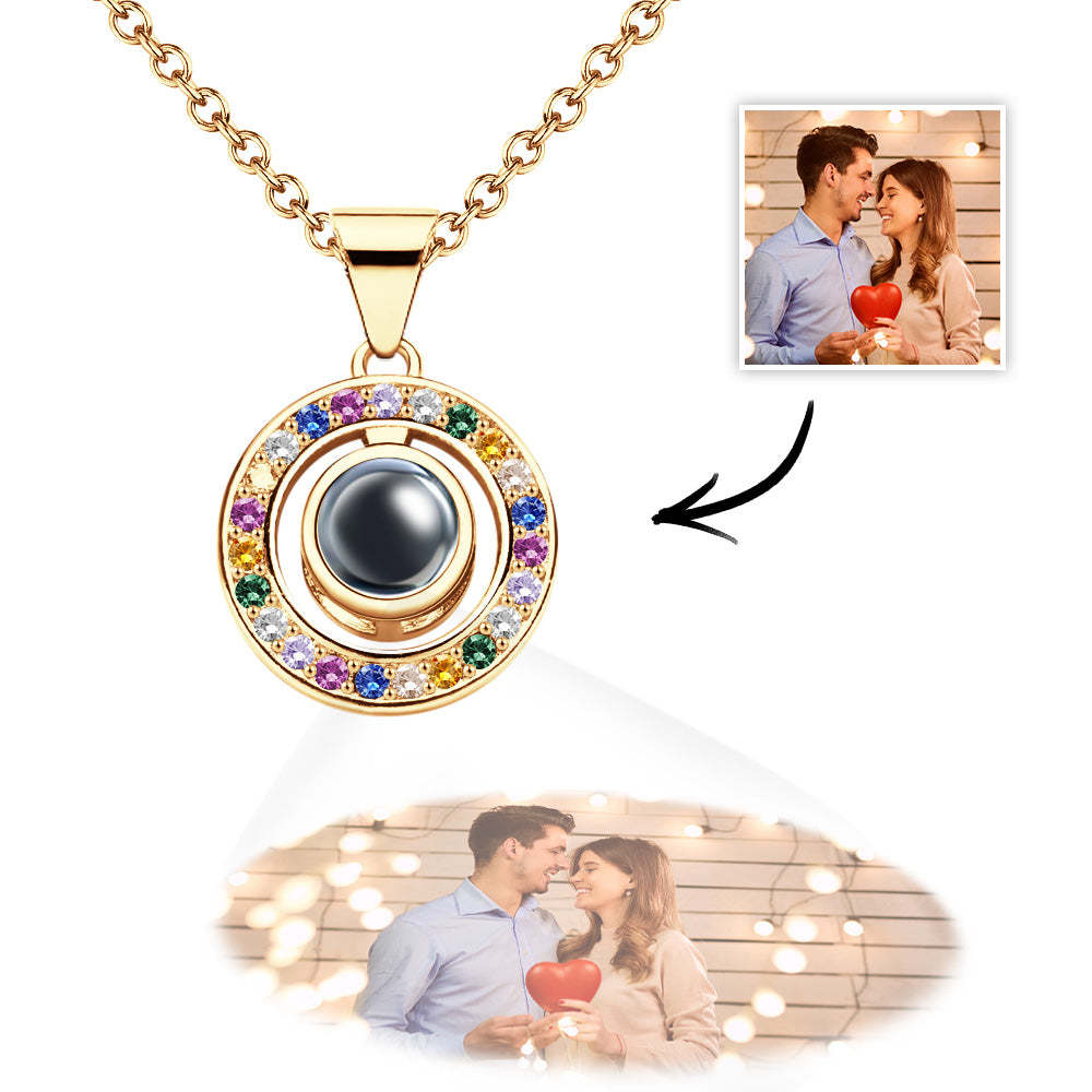 Proyección De Fotos Personalizadas Collar De Diamantes De Imitación Coloridos Regalos De Joyería Colgante Elegante Personalizado Para Ella - soufeeles