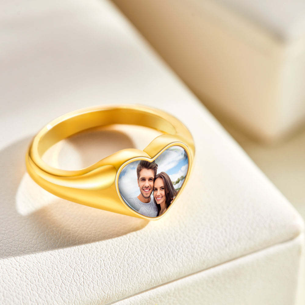 Anillo Con Foto En Forma De Corazón, Joyería Personalizada Para Mujer, Regalos Para El Día De La Madre - soufeeles