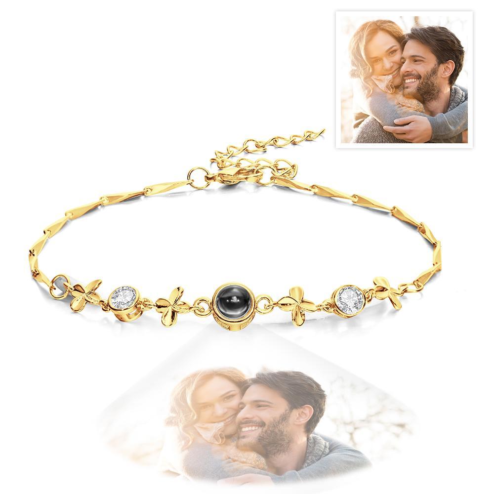 Pulsera De Proyección De Foto Personalizada Regalo De Pulsera De Proyección De Trébol De Cuatro Hojas Para Mujer - soufeeles