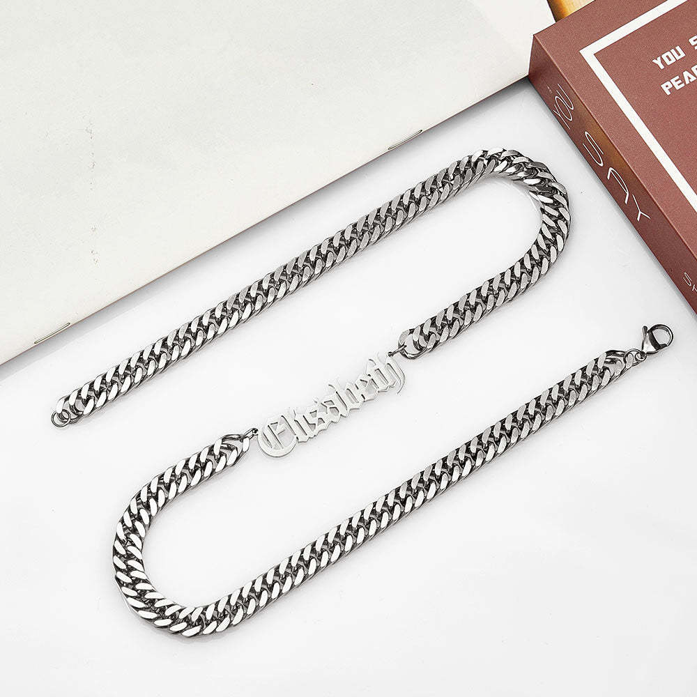 Gargantilla Personalizada Con Nombre Personalizado, Cadena Cubana De 8mm De Grosor, Regalo Para Mujeres Y Hombres - soufeeles