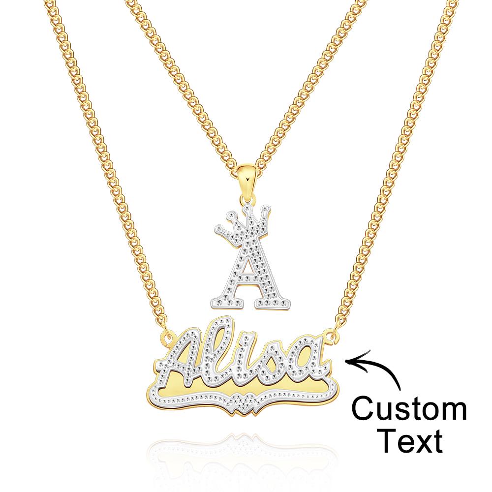 Collar Grabado Personalizado Collar Doble Corona Carta Collar Regalo Para Ella - soufeeles