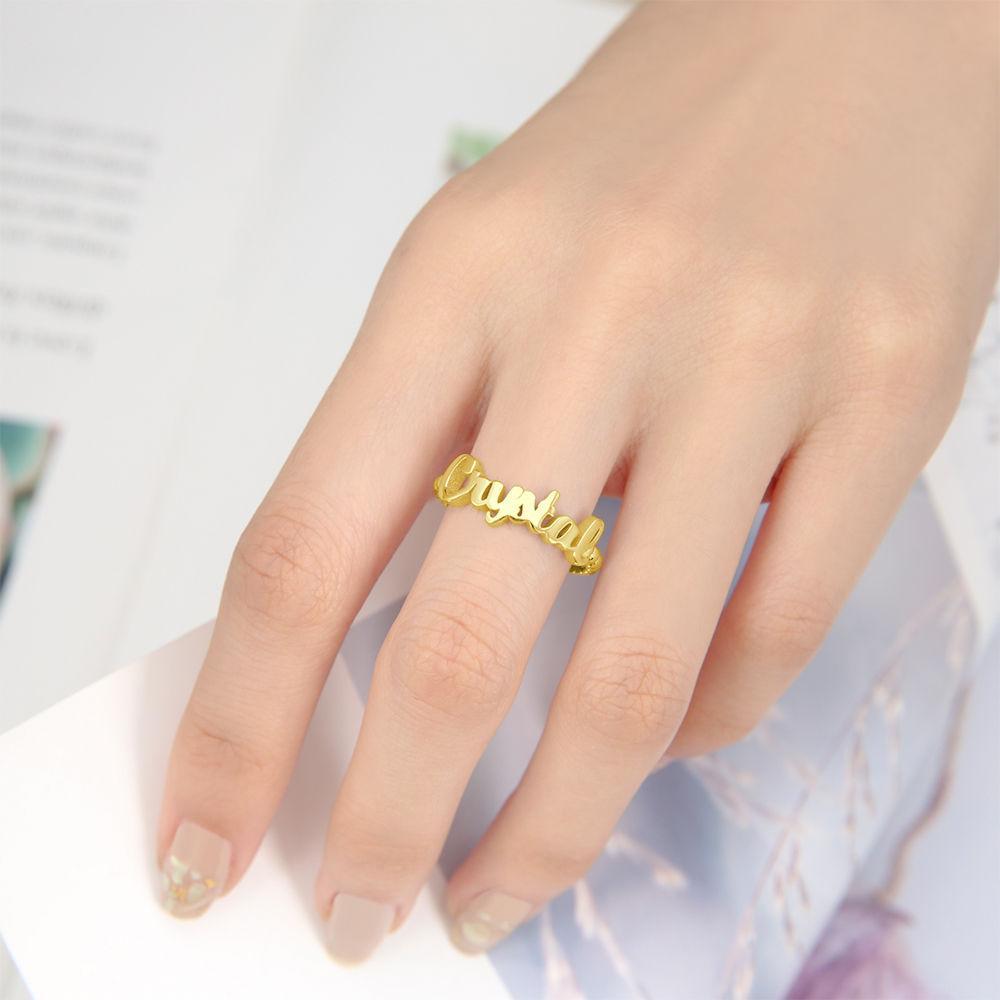 Anillos Con Nombre,Regalo Personalizado Para Ella Chapado En Oro De 14K - Dorado