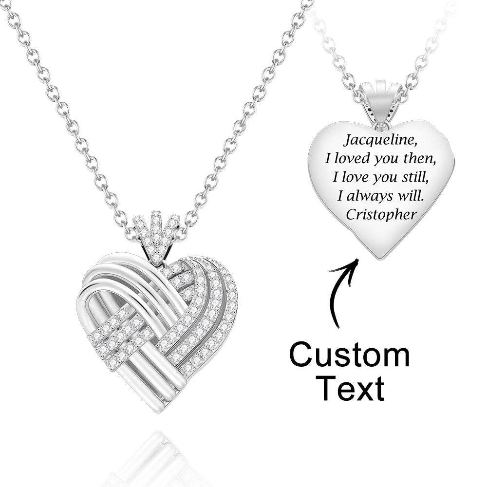 Collar De Corazón Personalizado Tejido Juntos, Colgante Grabado Personalizado, Regalos Para Ella - soufeeles