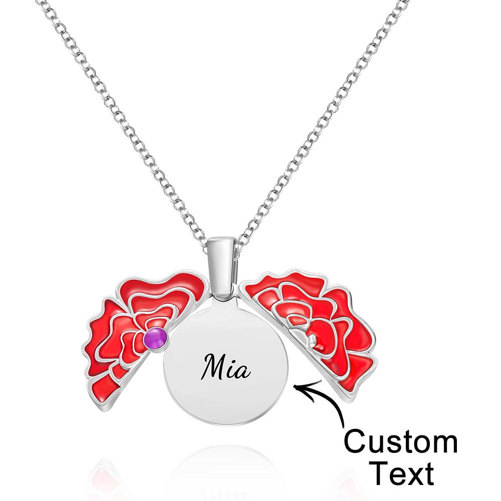 Collar Grabado Personalizado Rosa Romántica Regalos Únicos - soufeeles