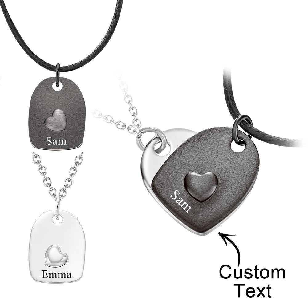 Collar Grabado Personalizado Conjunto De Collar A Juego Con Corazón Regalo Romántico Para Pareja - soufeeles