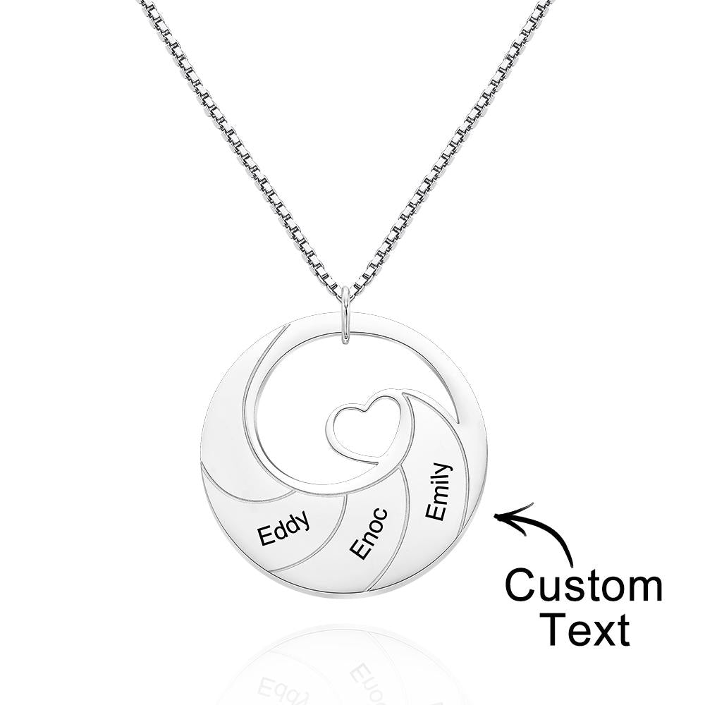 Collar Grabado Personalizado Corazón Espiral Redondo Regalos Sencillos - soufeeles