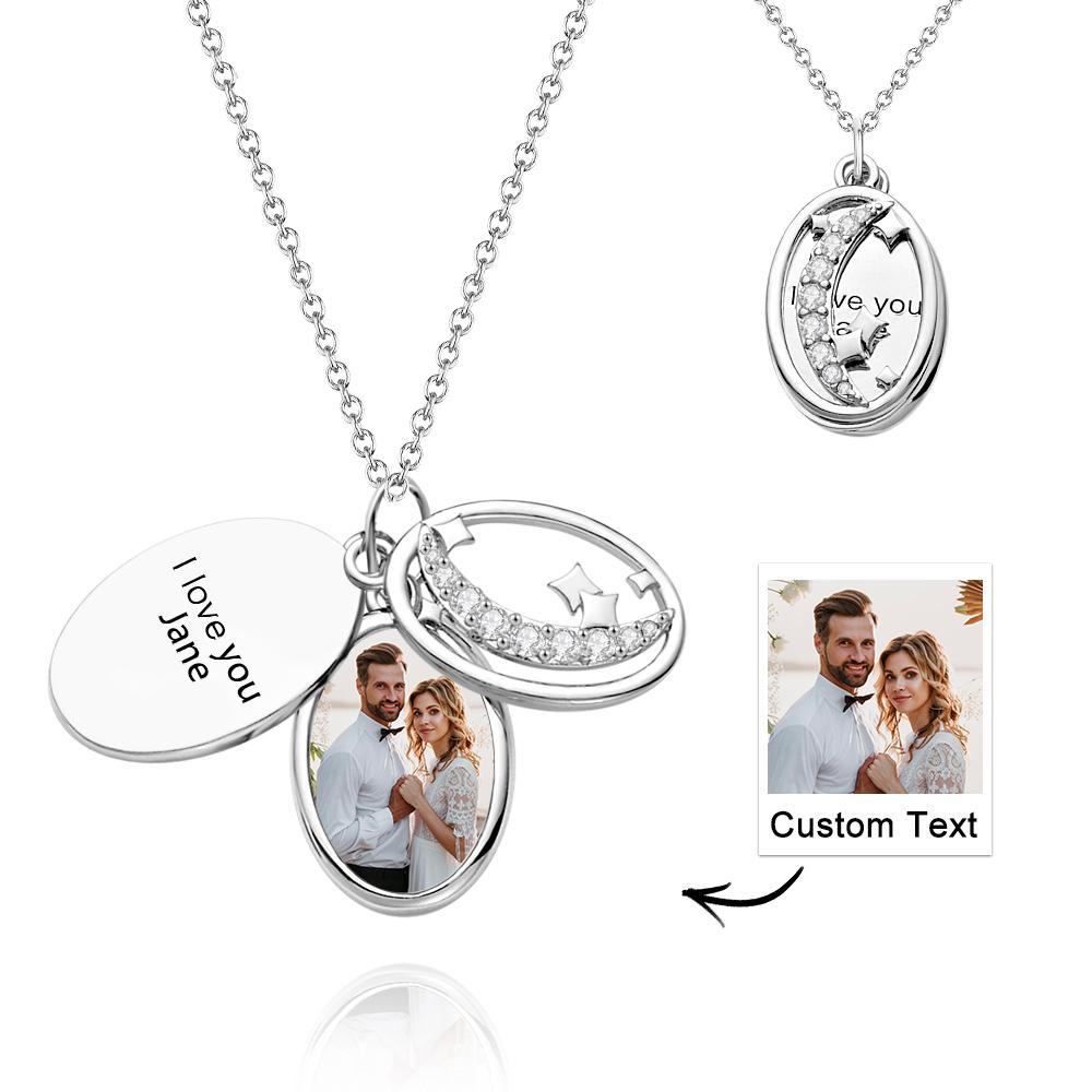 Collar Grabado Con Foto Personalizada Regalos De Diamantes De Imitación De Estrella Multicapa - soufeeles