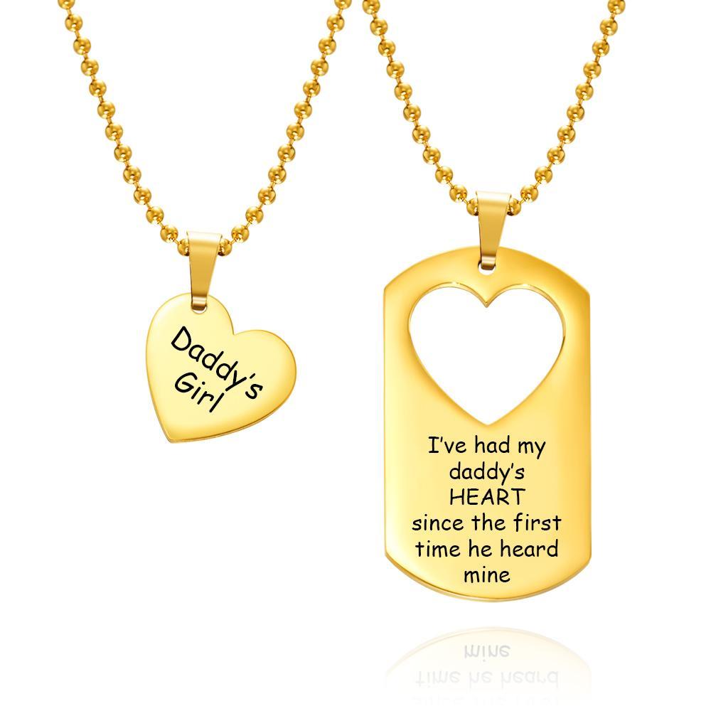 Collar Grabado Regalo Personalizado Del Día Del Padre Conjunto De Papá E Hija Oro