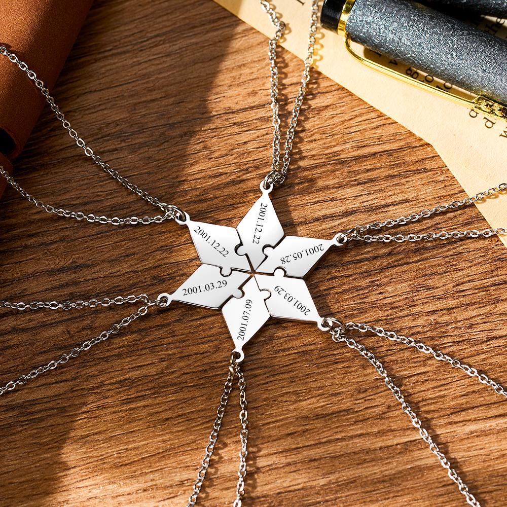 Juego Personalizado De Seis Collares: Collares Con Pieza De Rompecabezas De Amistad Para Graduados