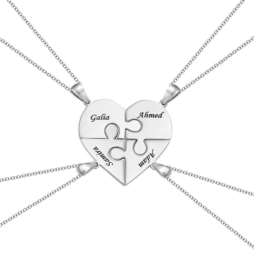 Collar Grabado Personalizado Rompecabezas En Forma De Corazón Número De Opciones Regalo Creativo