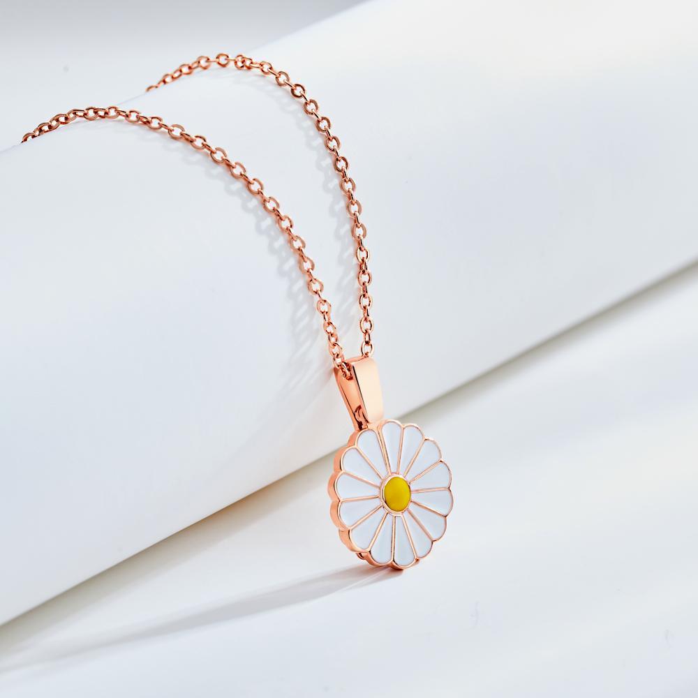 Collar De Margaritas Grabadas Colgante De Flor Personalizada Que Se Puede Abrir Para Niñas - soufeeles