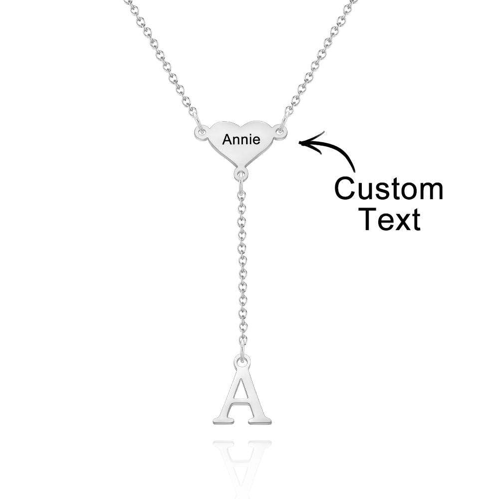 Collar Grabado Personalizado Collar De Letra De Corazón Collar De Letra Simple Regalo Para Ella - soufeeles