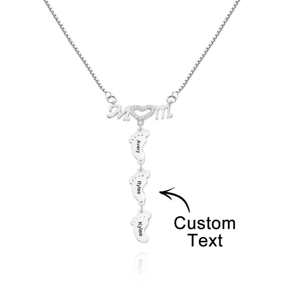 Collar Grabado Personalizado Pies Familiares Regalos Día De La Madre - soufeeles