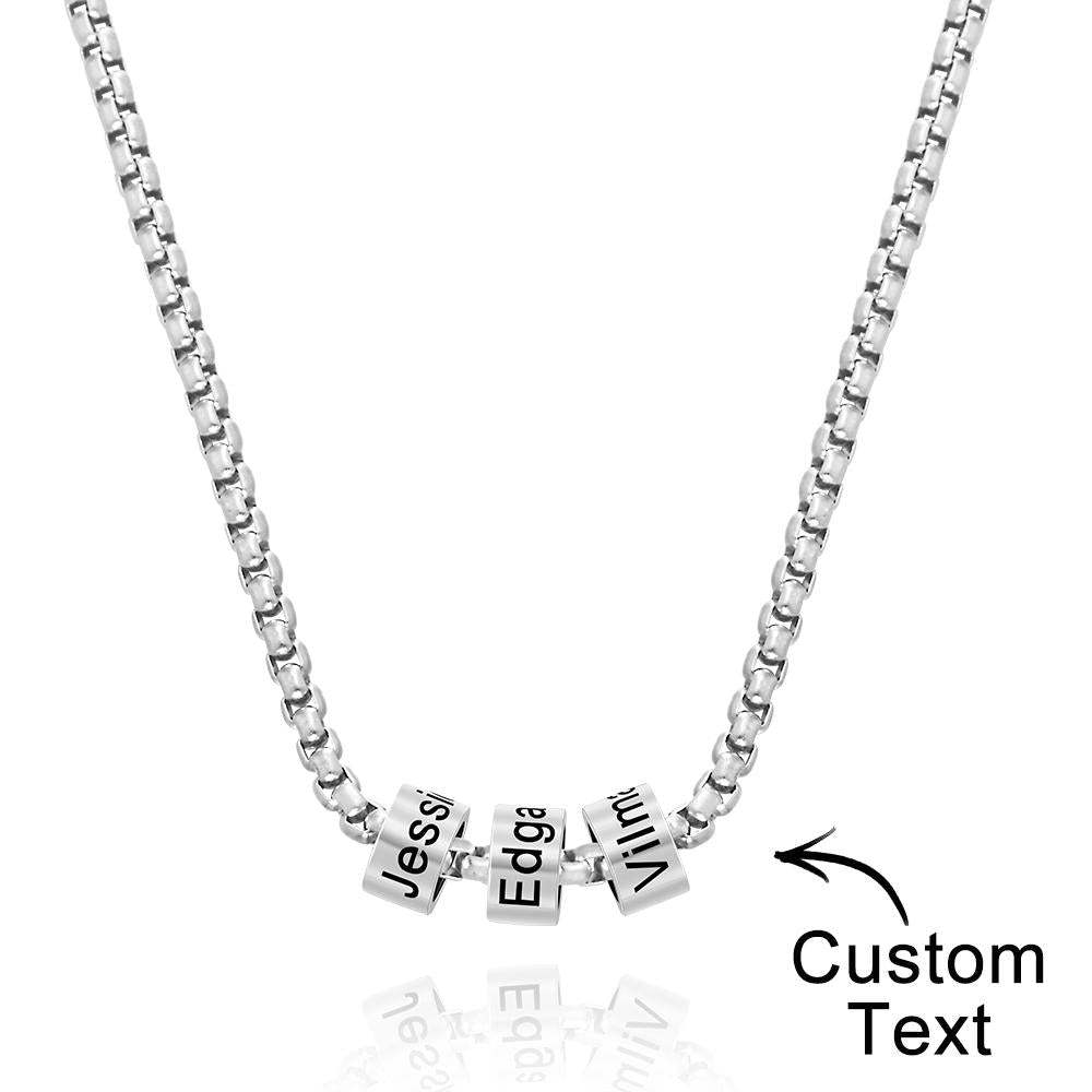 Collar Grabado Personalizado Cadena De Clavícula De Cuentas Regalos Para Hombres - soufeeles