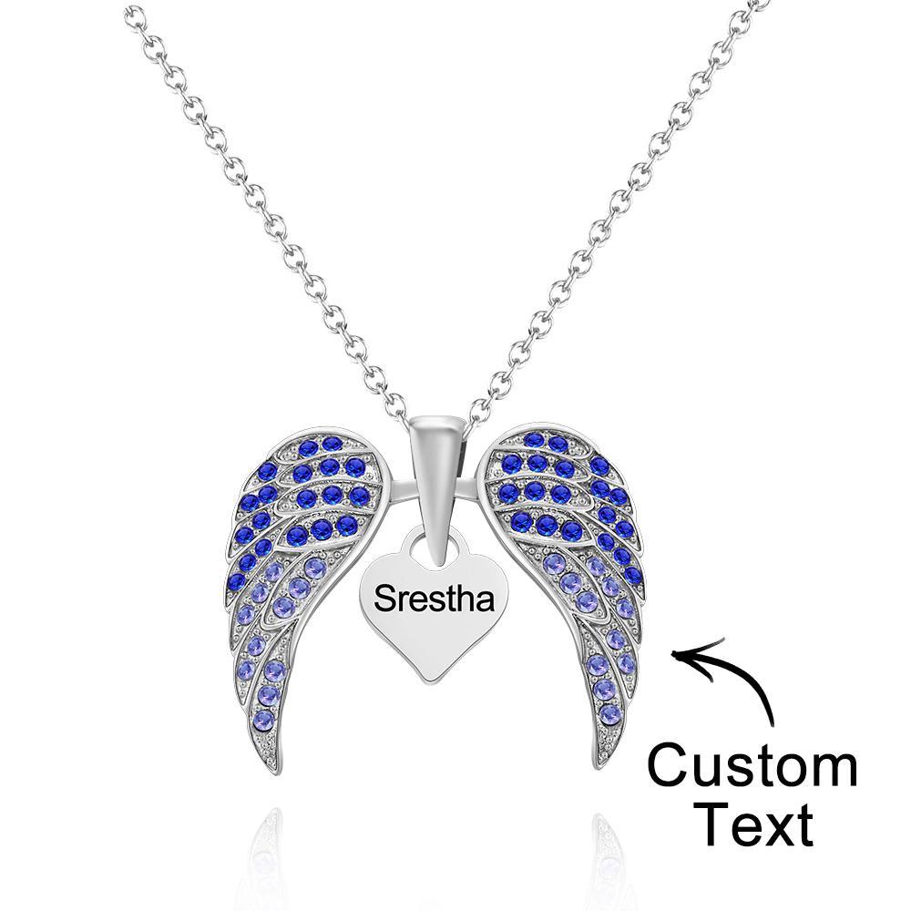 Collar Grabado Personalizado Ala Alas En Forma De Corazón Colgante Collar Regalo Para Mujer - soufeeles