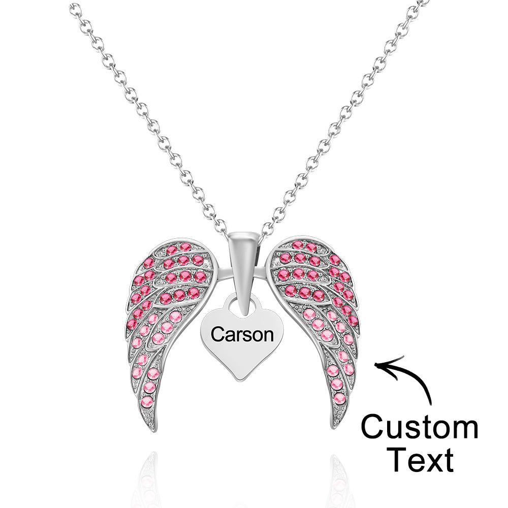 Collar Grabado Personalizado Ala Alas En Forma De Corazón Colgante Collar Regalo Para Mujer - soufeeles