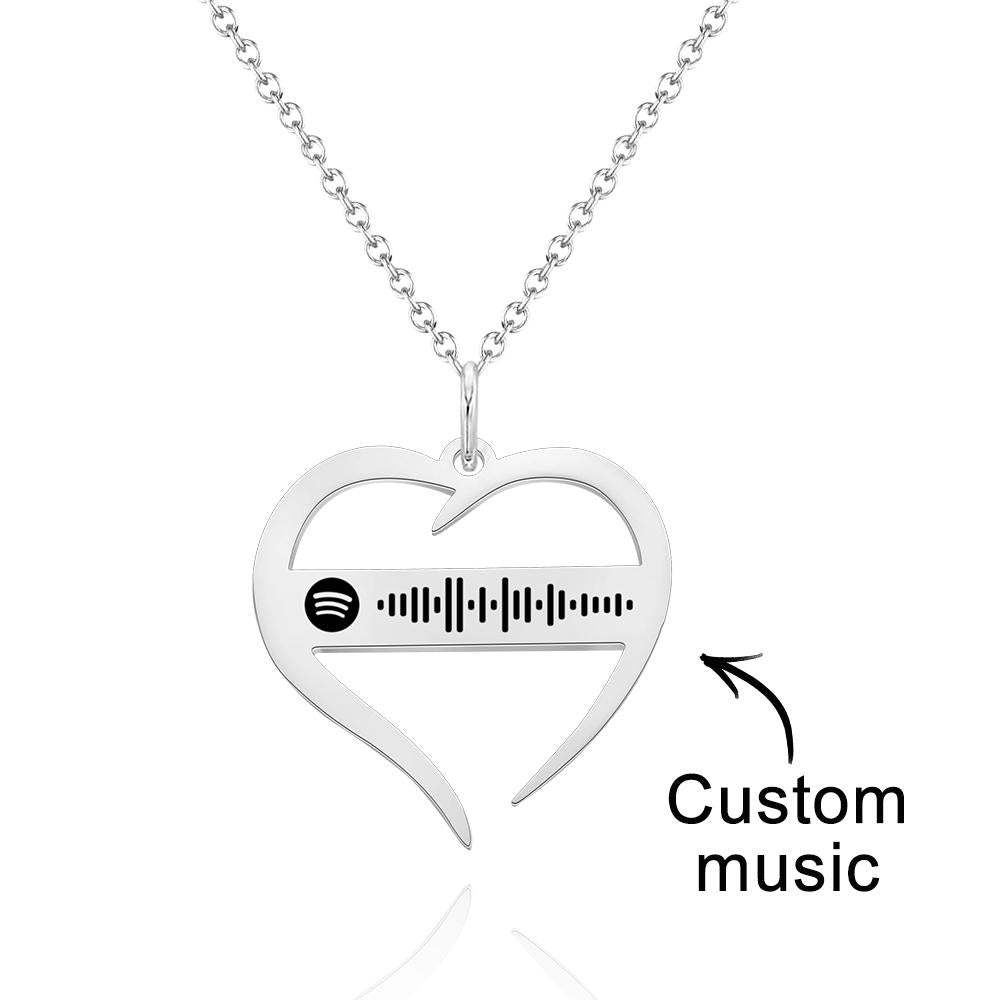 Collar Con Código De Spotify Escaneable Collar Con Forma De Corazón Ahuecado Regalos Para Novia - soufeeles