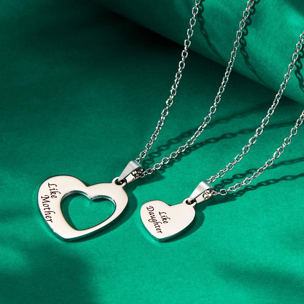 Conjunto De Collares Huecos Con Corazón Grabado, Collar Con Colgante De Corazón Elegante Personalizado - soufeeles