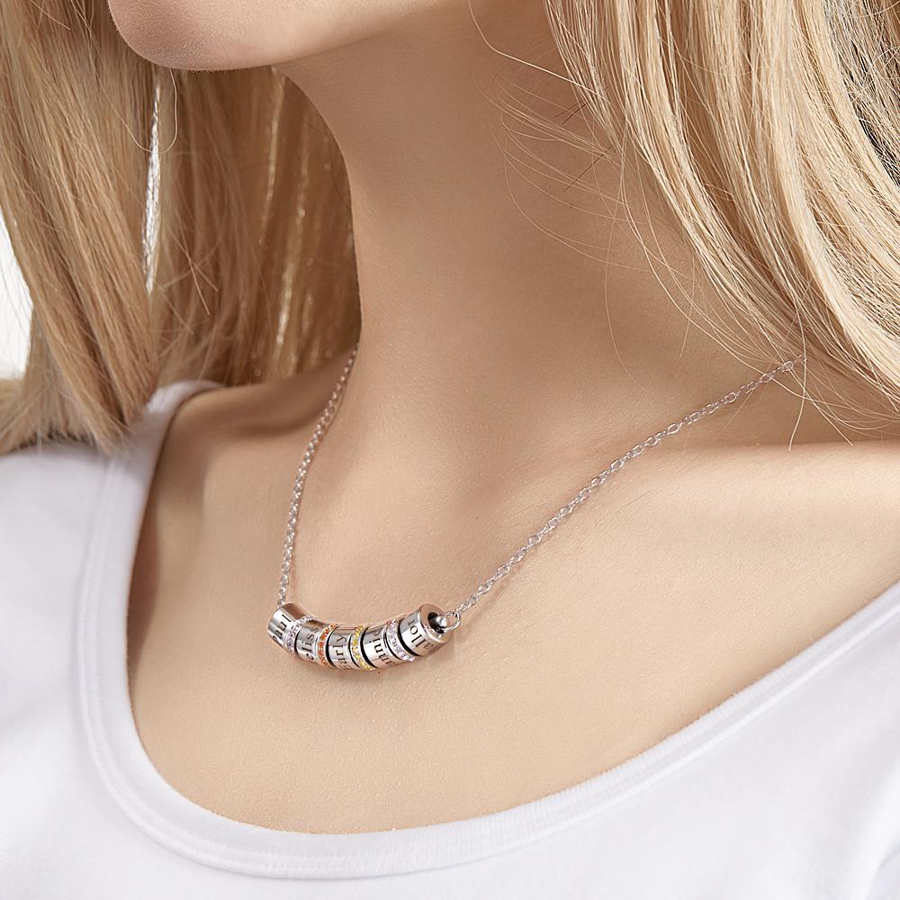 Collar Grabado Personalizado Con Nombre, Collar De Cuentas De Diamantes, Regalo Para Mujer - soufeeles