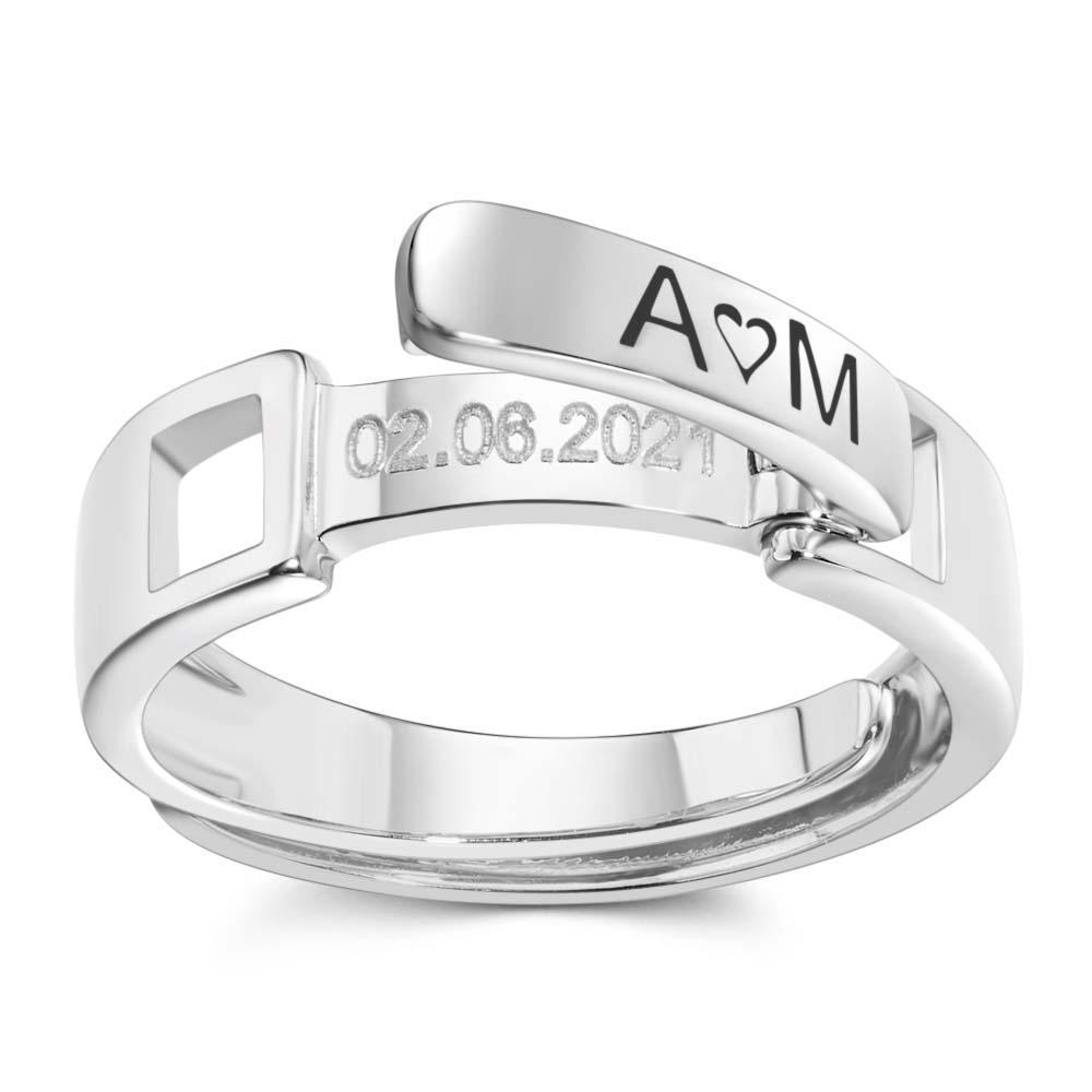 Anillo De Nombre Apilable Personalizado Nombre Personalizado Y Anillo De Fecha Aniversario Regalo De Boda Para Ella - soufeeles