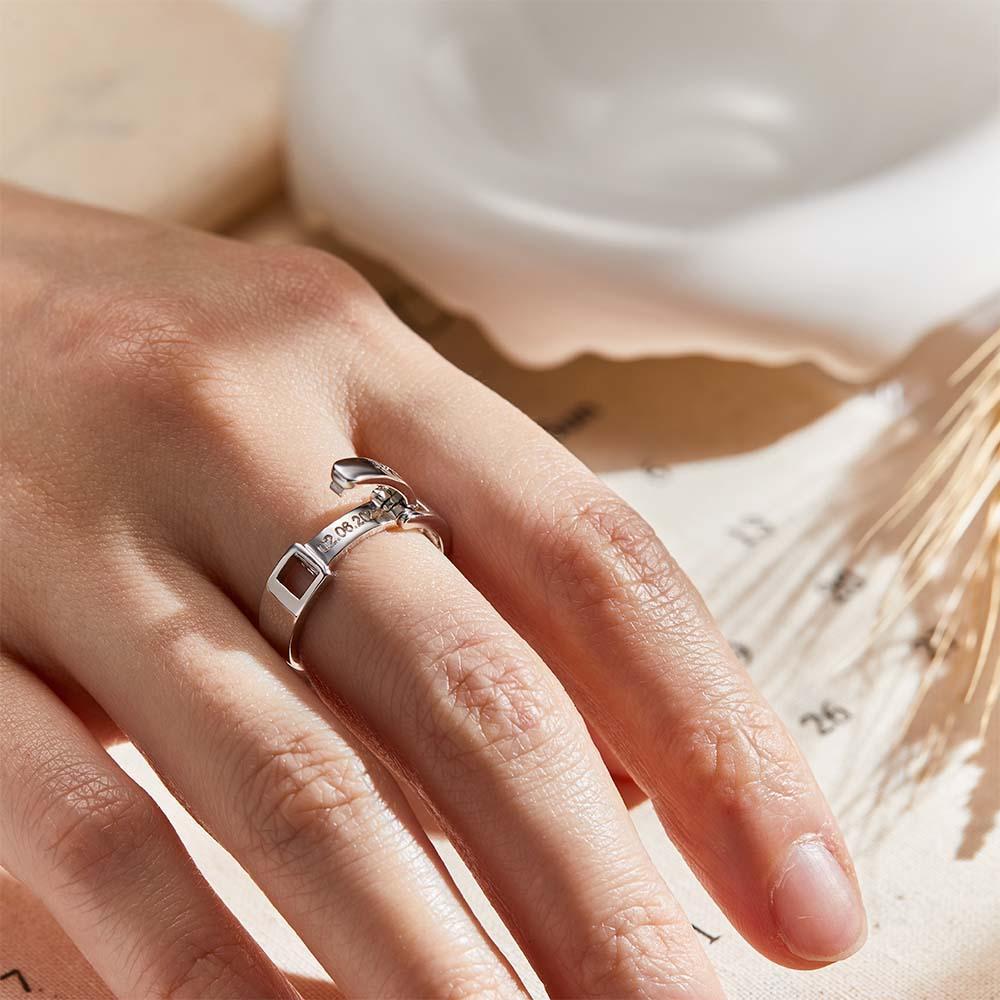 Anillo De Nombre Apilable Personalizado Nombre Personalizado Y Anillo De Fecha Aniversario Regalo De Boda Para Ella - soufeeles