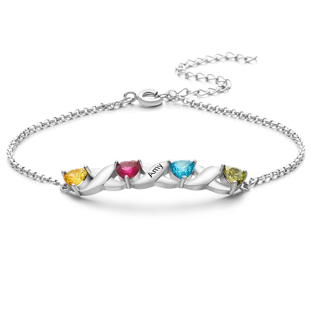 Regalos En Forma De Corazón De La Pulsera Del Diamante De La Pulsera Grabada De Encargo Para Las Mujeres